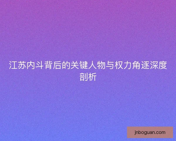 江苏内斗背后的关键人物与权力角逐深度剖析